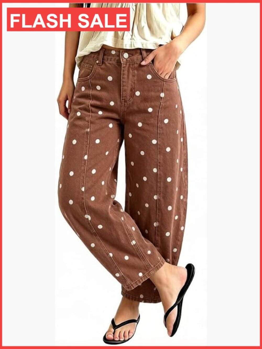 Women Barrel Jeans Polka Dot Baggy Y2K Vintage Denim Pants Streetwear